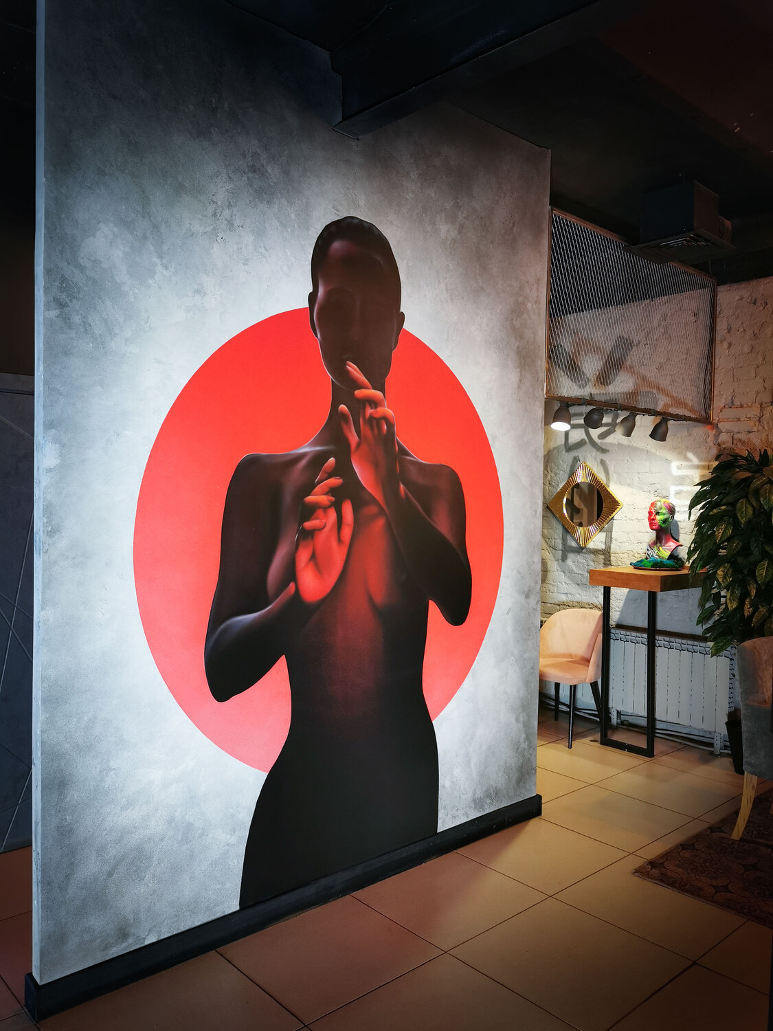 картины, темнота, искусство, кафе, холст