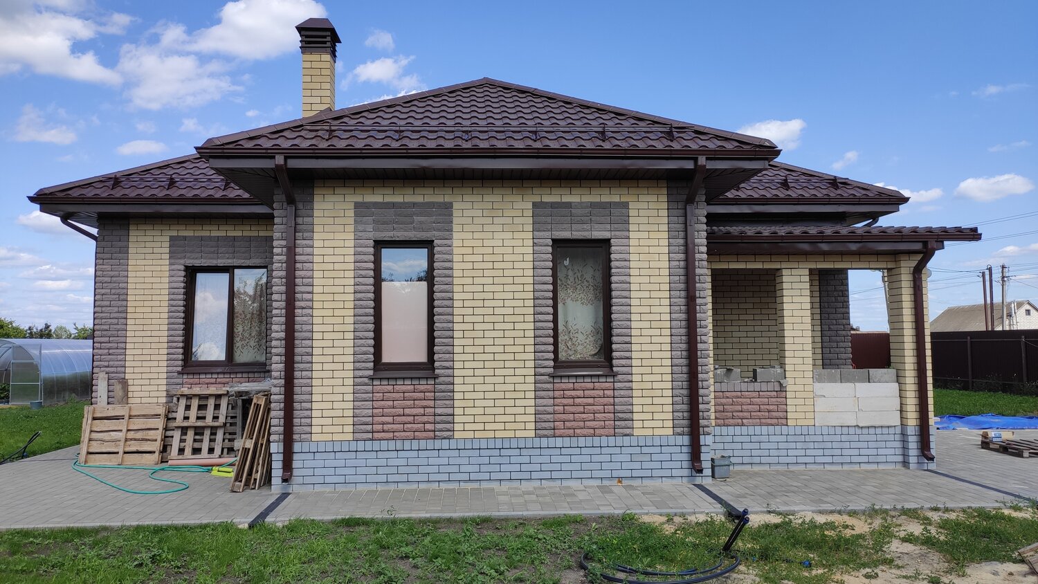загородный дом, кирпичный дом, одноэтажный кирпичный дом в нагаево, дома дом, готовые дома