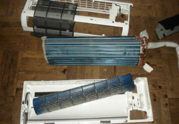 вентилятор внутреннего блока кондиционера, испаритель сплит системы внутренний блок, внутренний блок кондиционера, чистка внутреннего блока кондиционера, установленный кондиционер