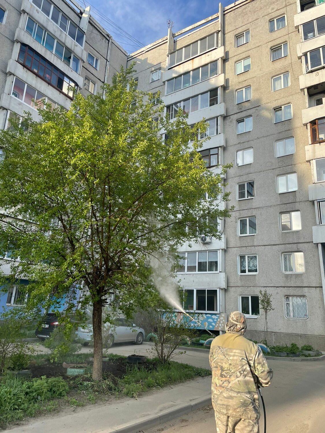 улица, район, во дворе, фонтан, жилой дом