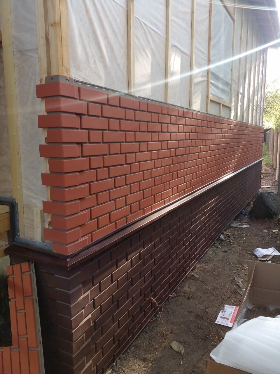 Установка фасадных панелей.