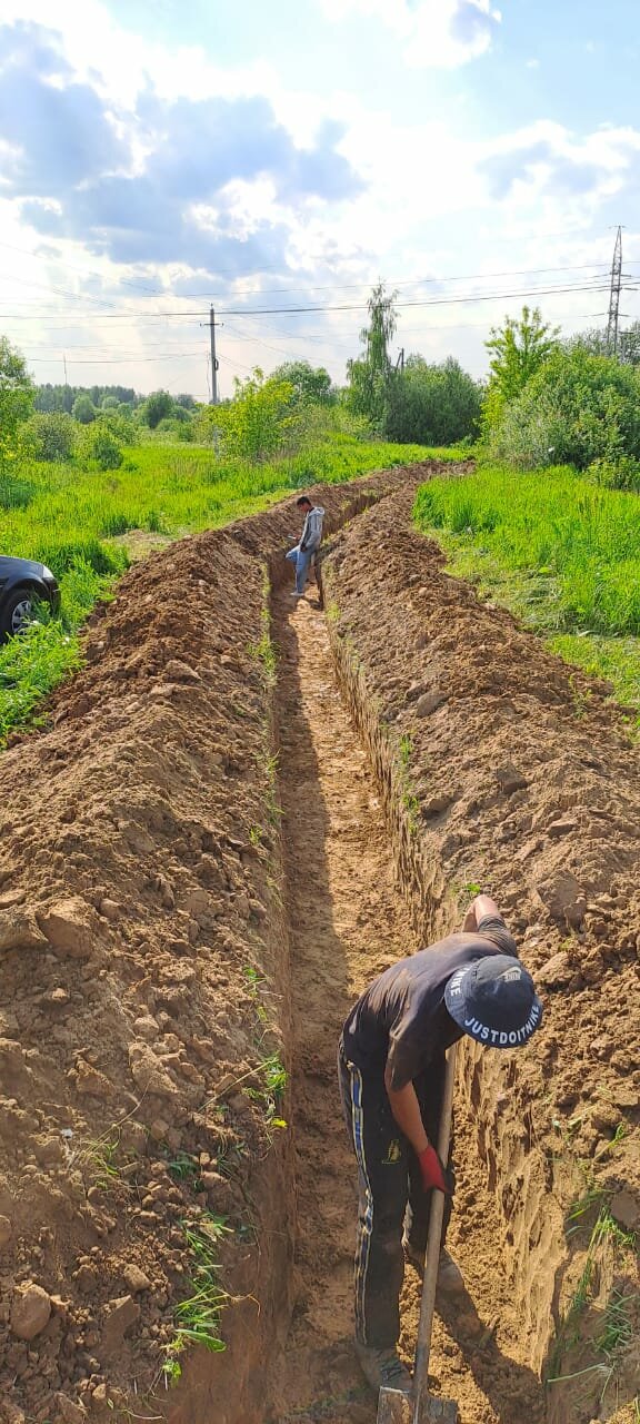 копка траншеи, копать траншею, копка траншеи истра, траншея для водопровода, траншея для сточных вод
