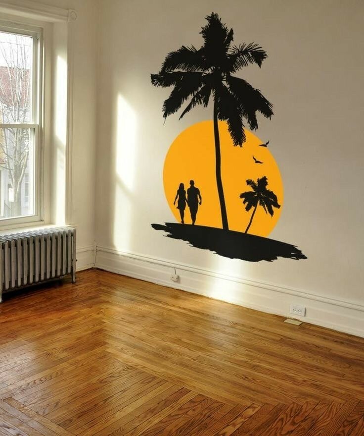 наклейки на стену пальма, трафарет пальмы для стен, декор стен, наклейка дерево на стену, наклейка пальмы