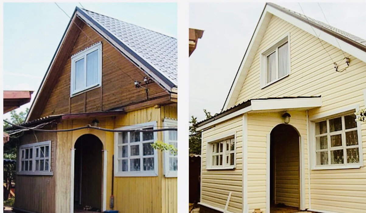 загородный дом, дом сайдинг, реконструкция старого дачного домика, виниловый сайдинг, дом обшитый сайдингом