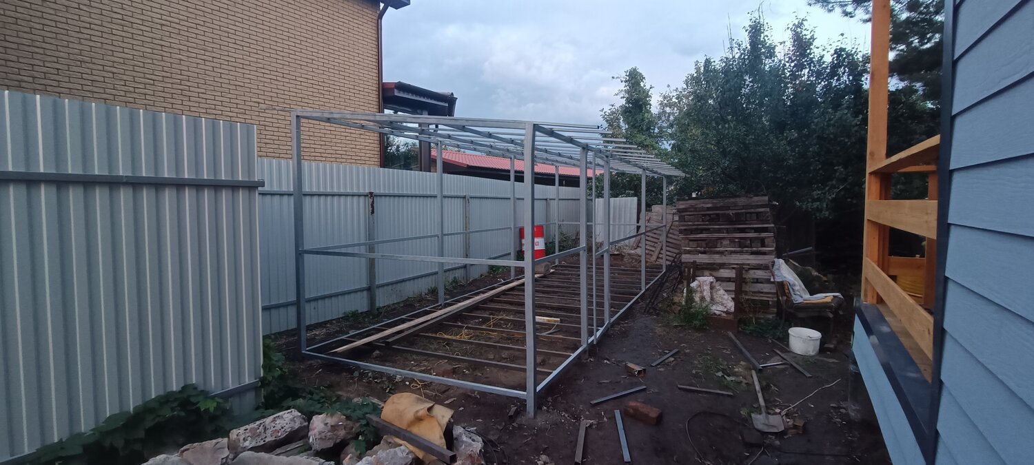 гараж из профильной трубы, металлический каркас для гаража, каркас гаража из профильной трубы, каркас из профильной трубы, гараж из профлиста