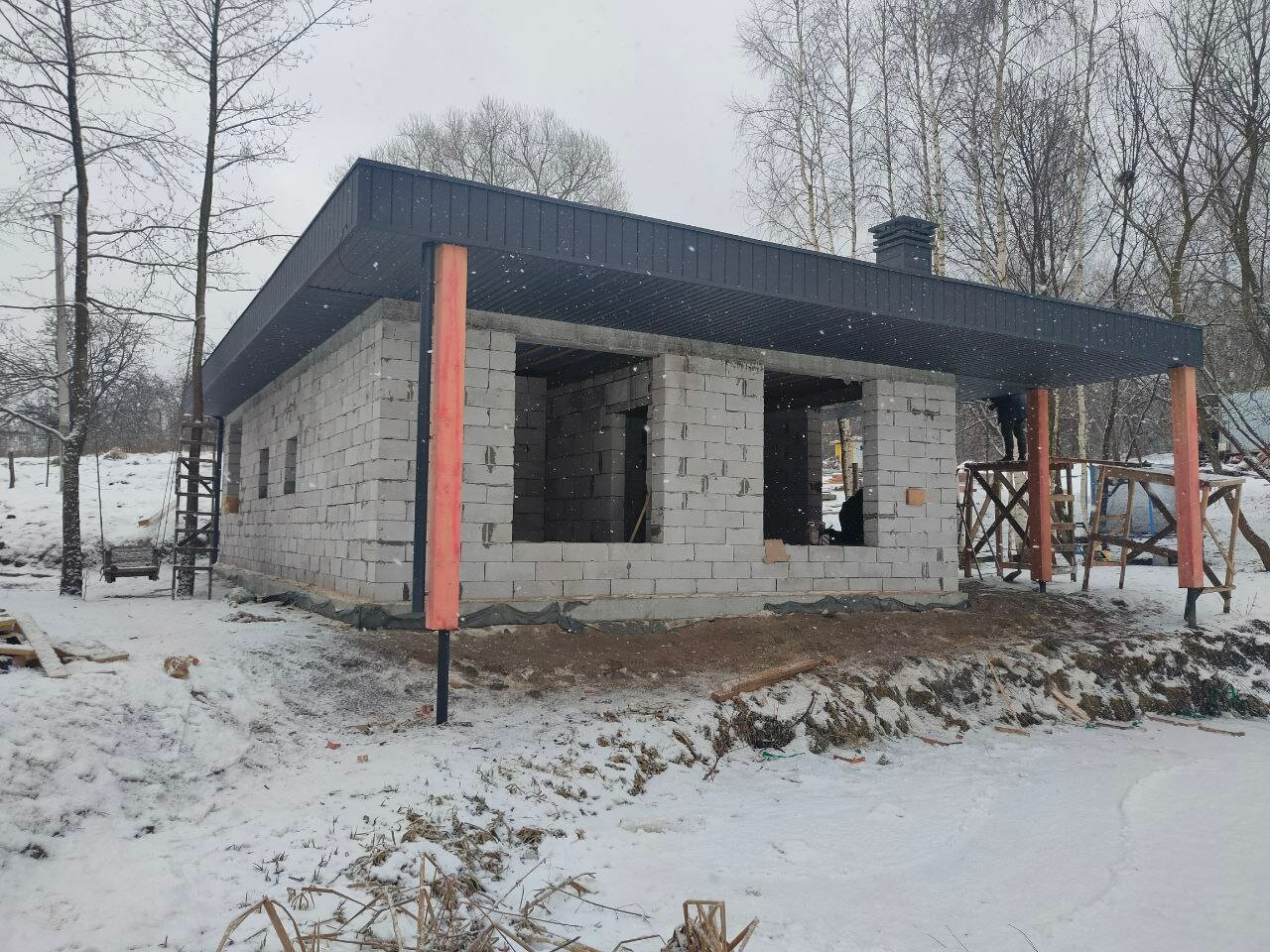 одноэтажный дом из газоблока, одноэтажный дом из пеноблоков, загородный дом, одноэтажный дом, одноэтажный дом из блоков