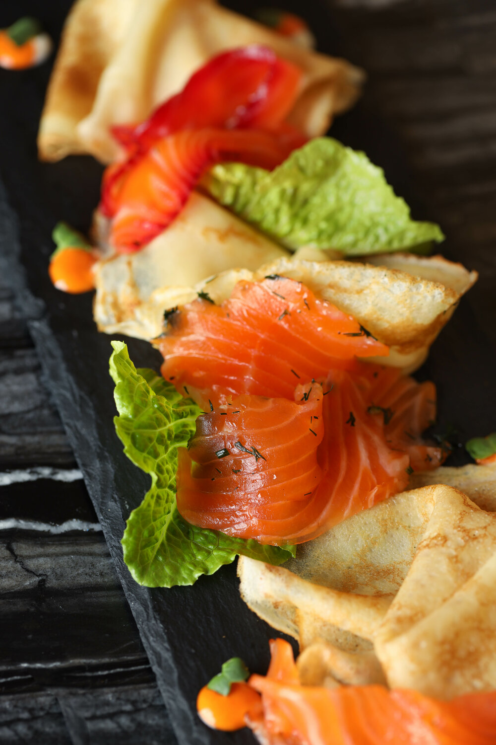 блинчики с семгой, семга, блины с лососем, еда, блюда