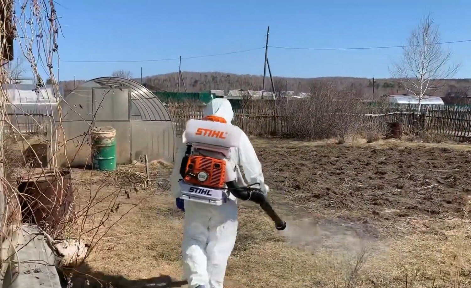 дезинсекция комаров, дезинсекция участков, акарицидная обработка, акарицидная обработка от клещей, stihl sr 450